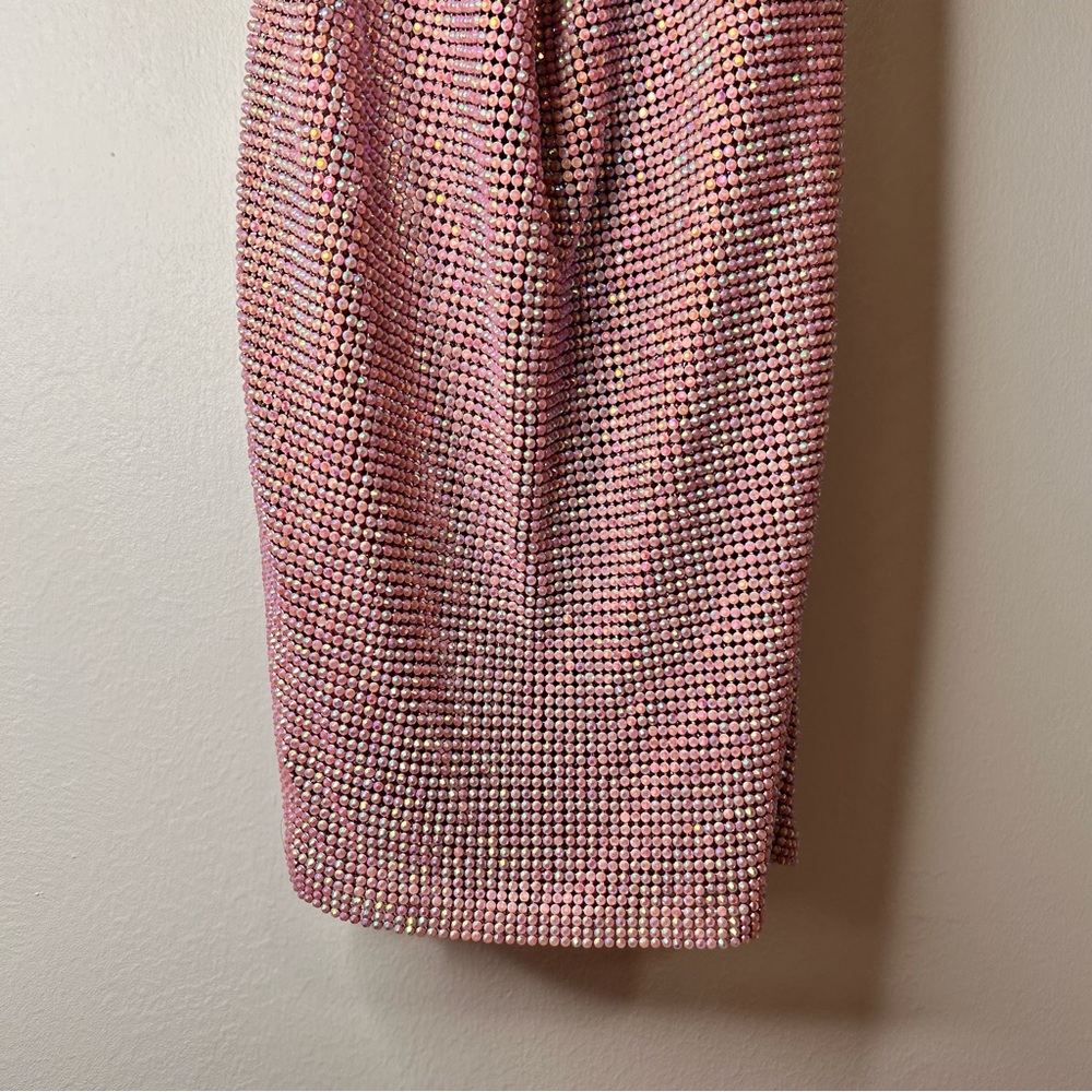 Custom Made Halter Dress With Pink Shimmering Rhinestones - Size 2 - Picture 5 of 16
